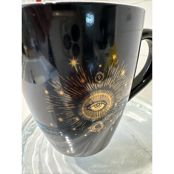 Eye to the Sky Coffee Mug Cosmic Vibes Black Gold foil 20oz Coffee Mug - Picture 13 of 13